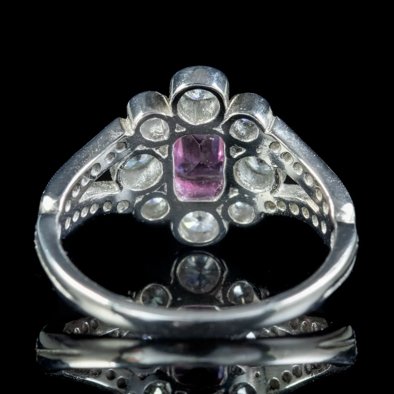 Art Deco Style Pink Sapphire Diamond Cluster Ring 0.70ct Sapphire