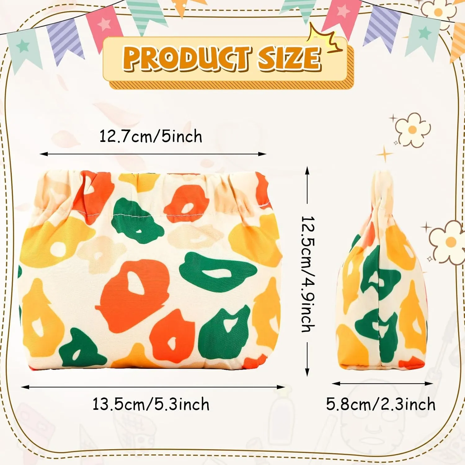 AUGSUN 6PCS Elastic Hair Tie Organizer, Aesthetic Hair Tie OrganizerLipstick Bag, Elastic Storage Bag, Travel Floral Makeup Pouch