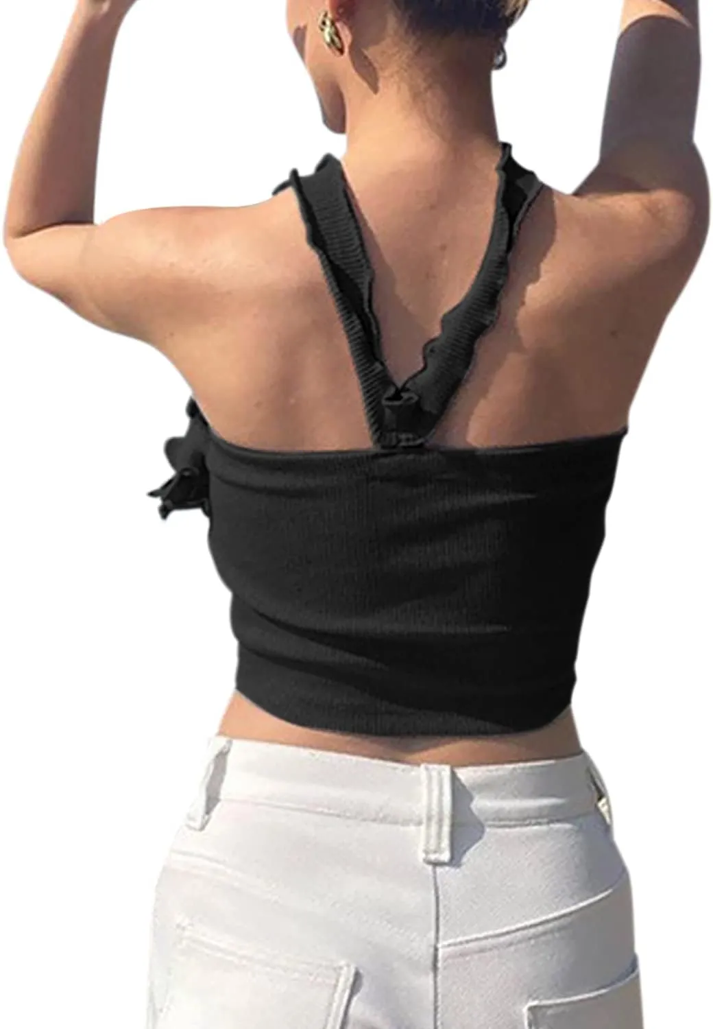 Babalet Women's Summer Crop Tops Halter Y2k Tops Sexy Ribbed Knit Camisole Tank Tops