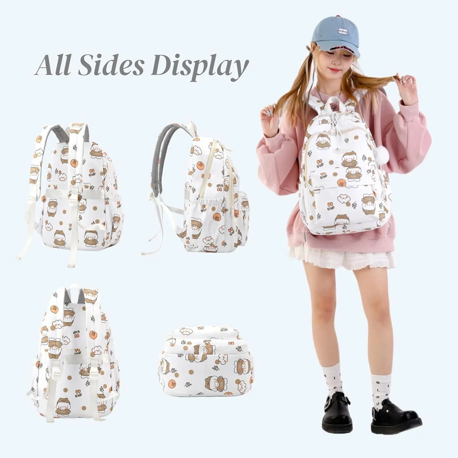 Backpacks for Girls Cute Bear Backpack Elementary School Backpack Students Bookbag for Girls