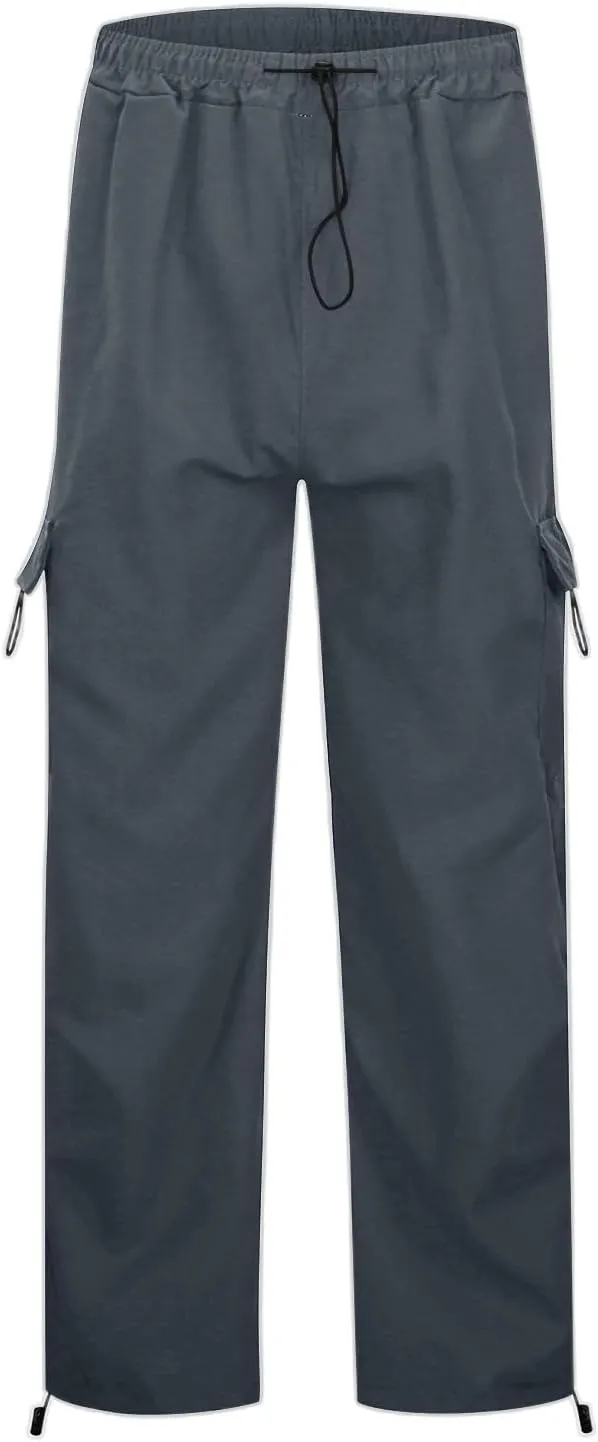 Baggy Parachute Pants for Women Elastic High Waist Lounge Cargo Pants Multiple Pockets Jogger Y2K Quick Dry Pant