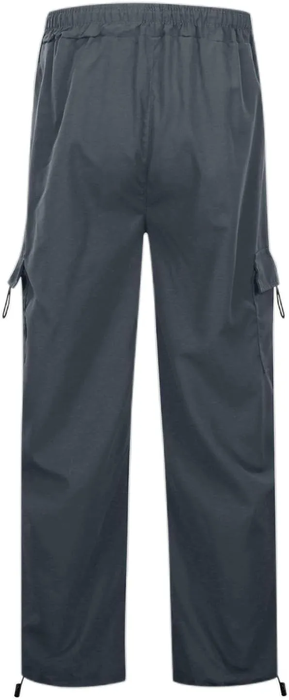 Baggy Parachute Pants for Women Elastic High Waist Lounge Cargo Pants Multiple Pockets Jogger Y2K Quick Dry Pant