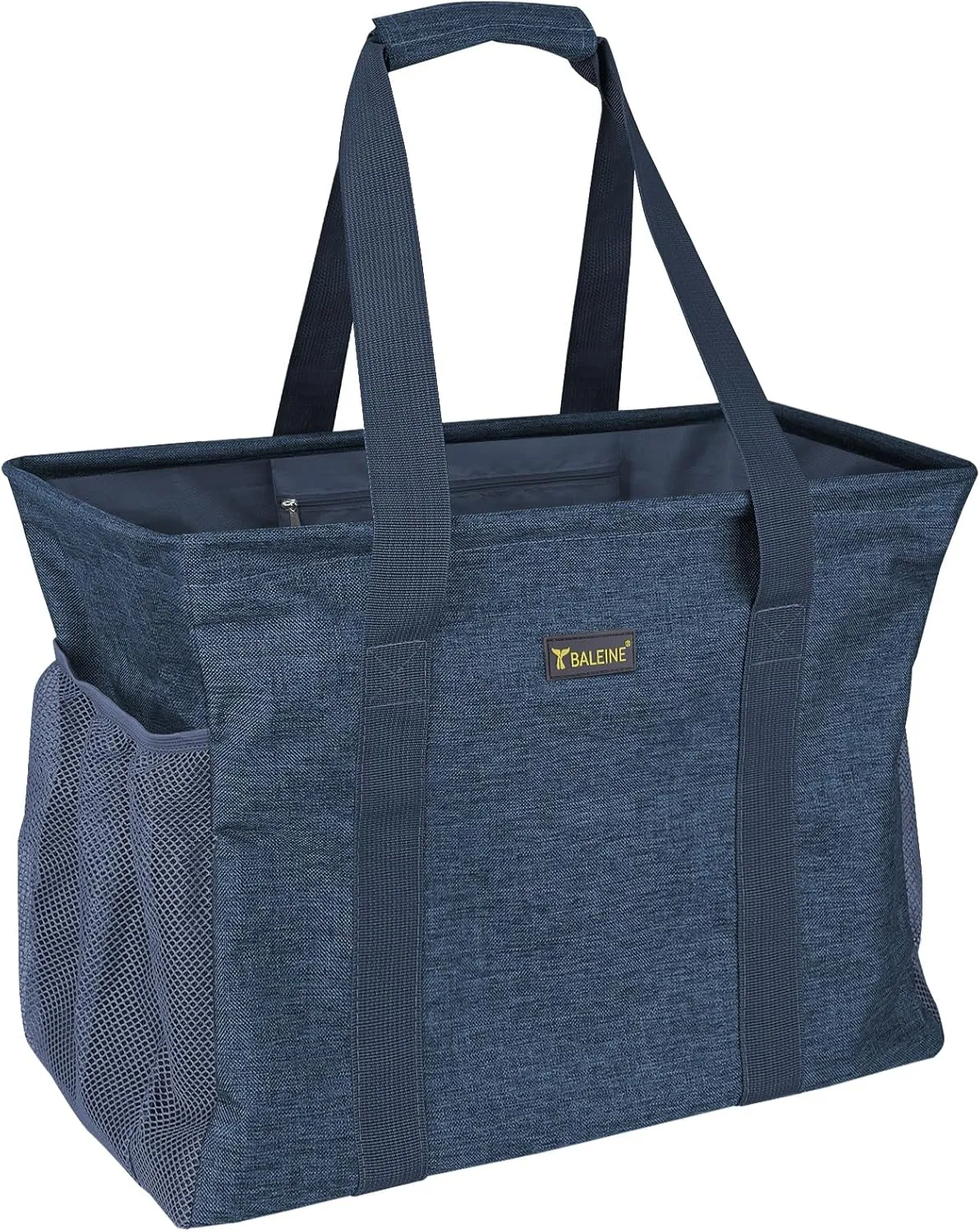 BALEINE Extra Large Utility Tote Bag with Wire Frame for Storage (Blue, 16.5''x14''x10'')