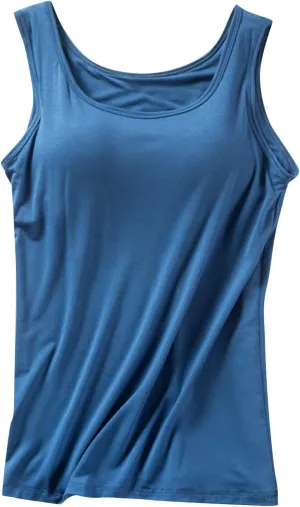 Basysin Tank Tops with Built in Bras Shelf Bra Tanks Cami Workout Camisole Basic T-Shirts Padded Ttank Tops for Women