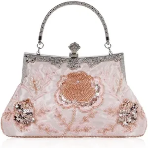 Bead Embroidery Women Bag Diamonds Shell Lady Clutches Party Dinner Bag Wedding Bridal Pearl Handbags Purse(D)