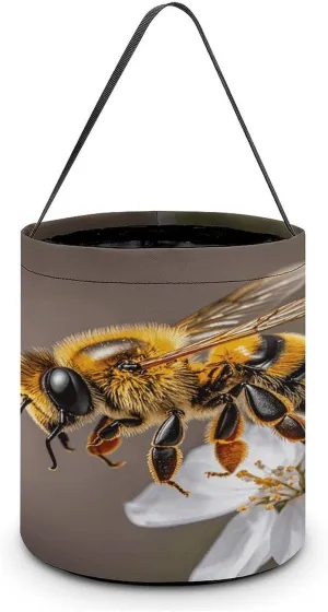 Bee And Flower Halloween Tote Candy Bag Candy Basket Candy Bucket Gift Bag for Halloween Party