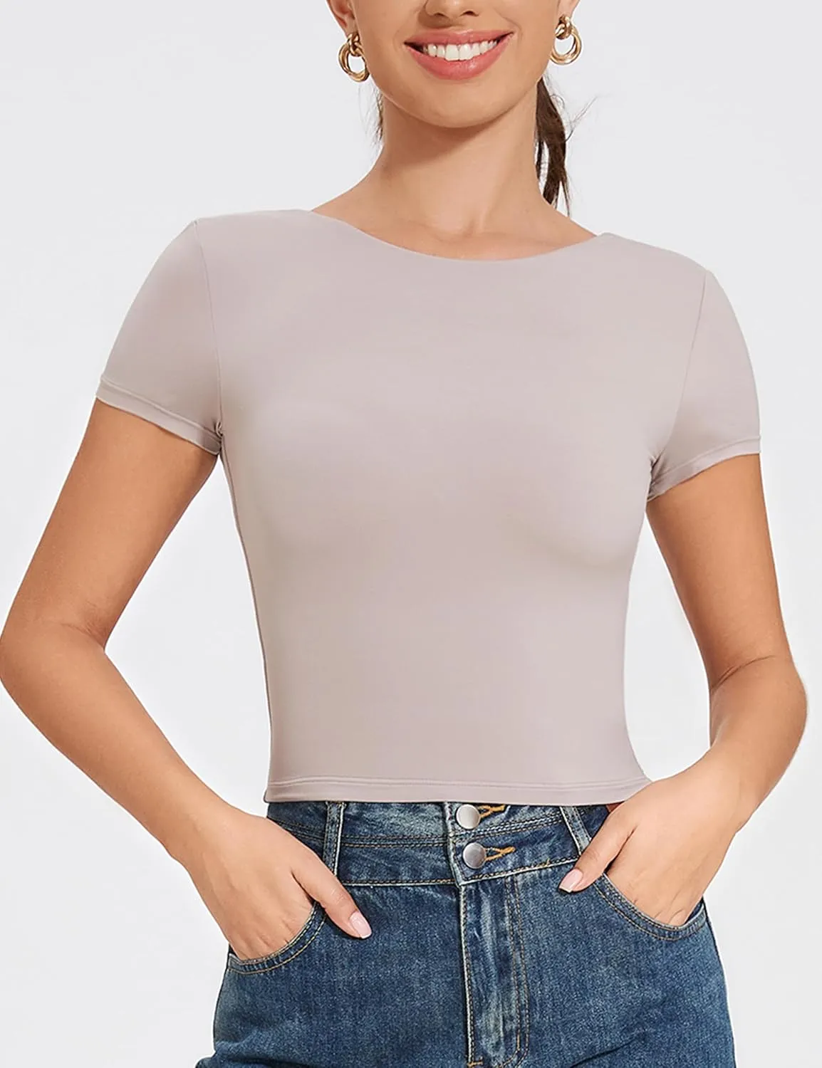 BEGOING Womens Backless Tops Sexy Open Back Shirts Short Sleeve Slim Fits Crop Tops Summer Y2K Tops Camisole 2024