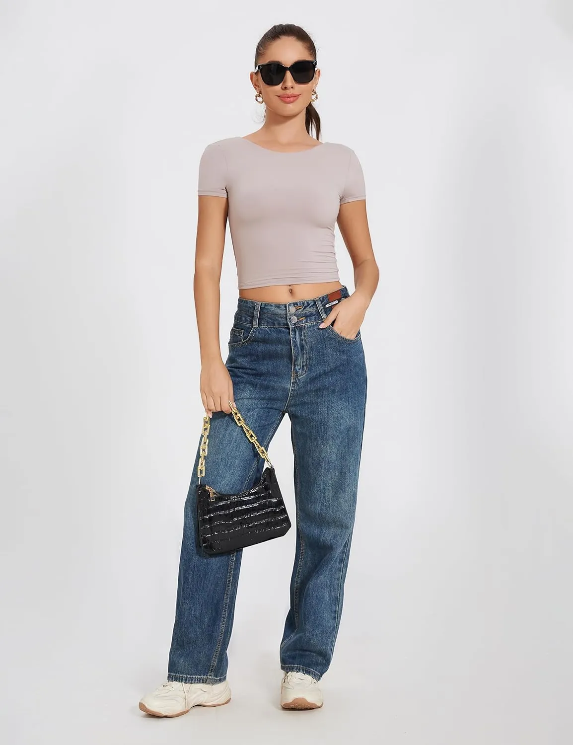BEGOING Womens Backless Tops Sexy Open Back Shirts Short Sleeve Slim Fits Crop Tops Summer Y2K Tops Camisole 2024