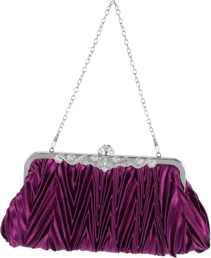 BESPORTBLE Satchel Handbags Purple Handbags for Women Satin Pleated Bag Formal Clutch Purse