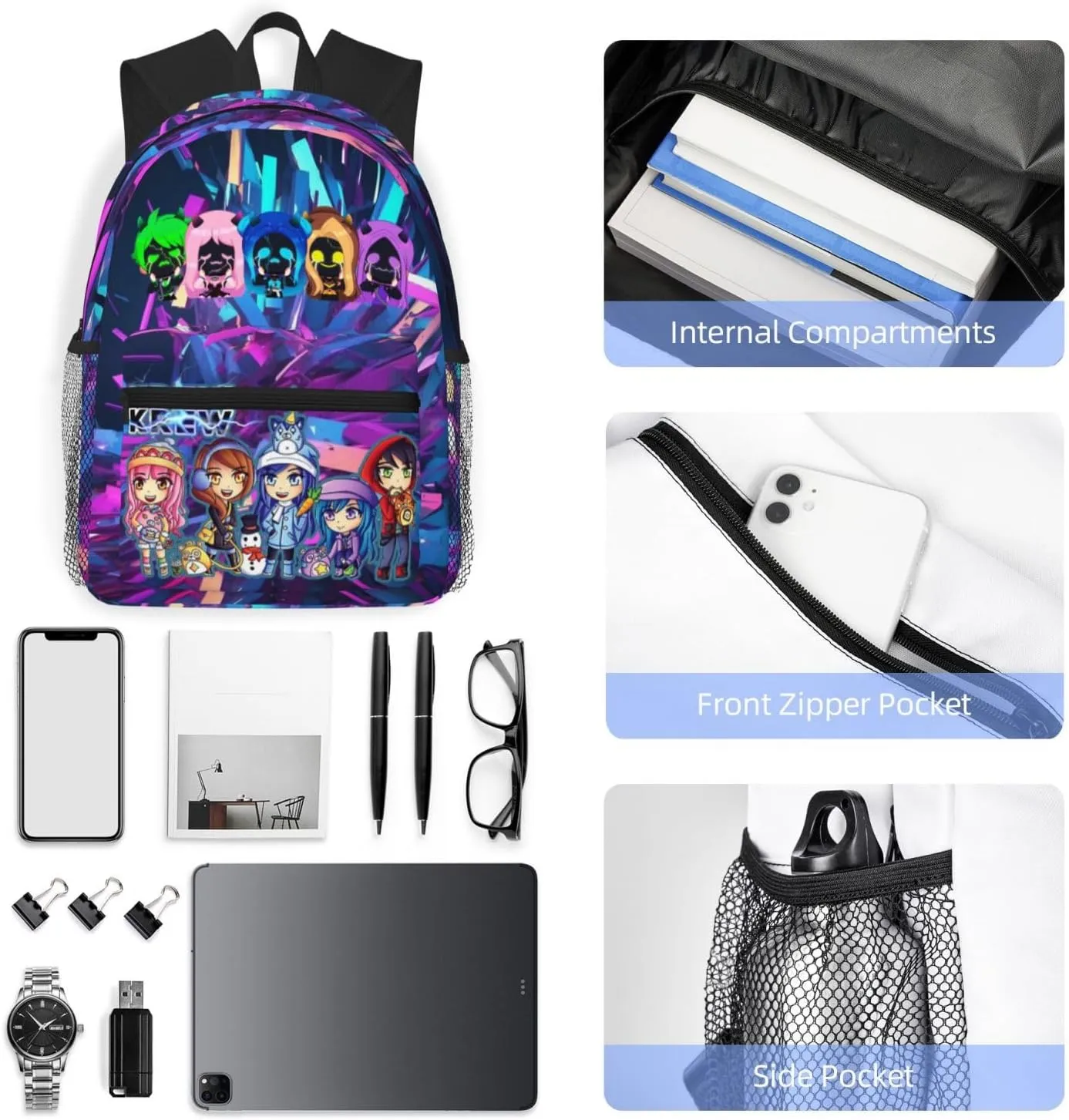 Big Capacity Backpack Fashion Daypack With Adjustable Straps Travel Laptop Backpacks, Black5