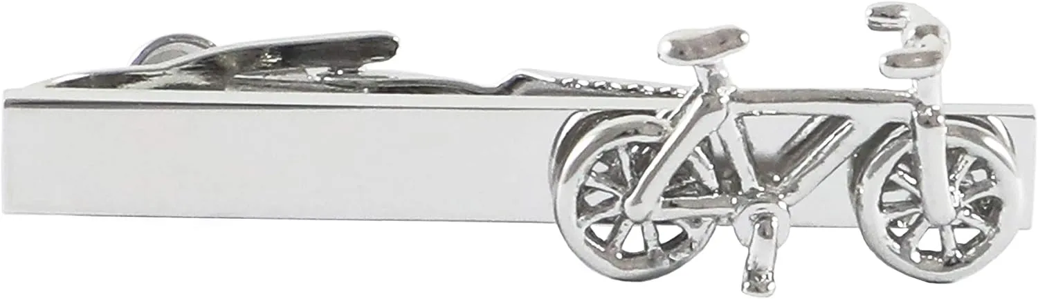 Bike Tie Clip Rhodium Plated Bicycle Tie Bar With Gift Box