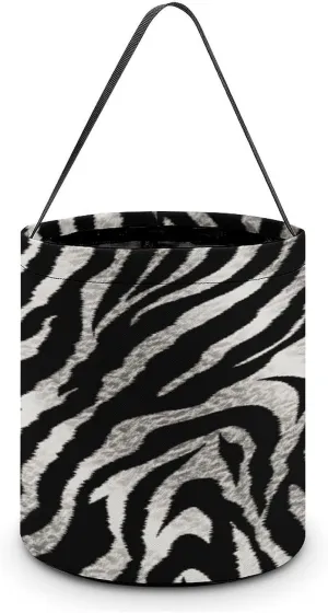 Black And White Zebra Print Halloween Tote Candy Bag Candy Basket Candy Bucket Gift Bag for Halloween Party
