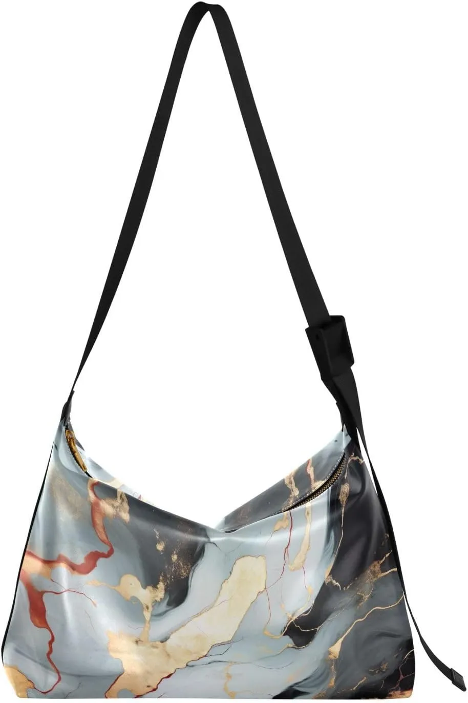 Black Gold Marble Tote Bag for Women Large Hobo Bags Leather Crossbody Bags Tote Purse with Adjustable Strap for Travel