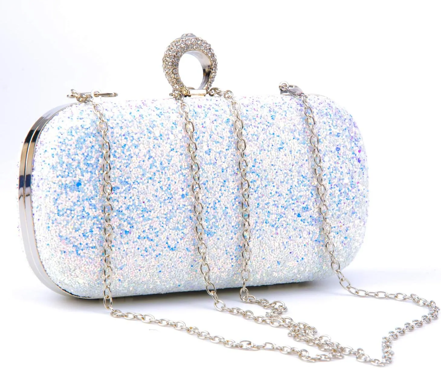 Black Pink Evening Bags Glitter And Clutches for Women Dance Wedding Party With Two Chain Strap