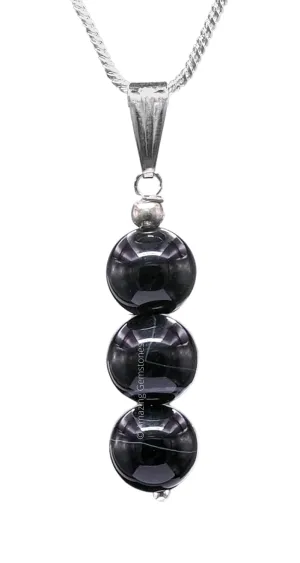 Black Sulemani Hakik Necklace for Women, Handmade Healing Crystal Necklace with Black Sulemani Hakik Bead - Black Necklace Pendant Jewelry for Women - Silver Dainty Birthday Gifts for Women