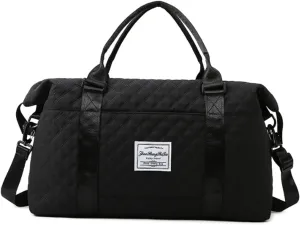 Black Travel Bag Overnight Cute Gym Tote Duffel Carry On Weekend Mini Bags for Women