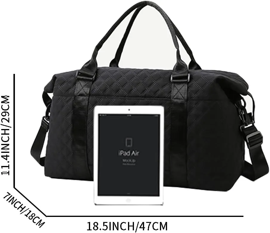 Black Travel Bag Overnight Cute Gym Tote Duffel Carry On Weekend Mini Bags for Women
