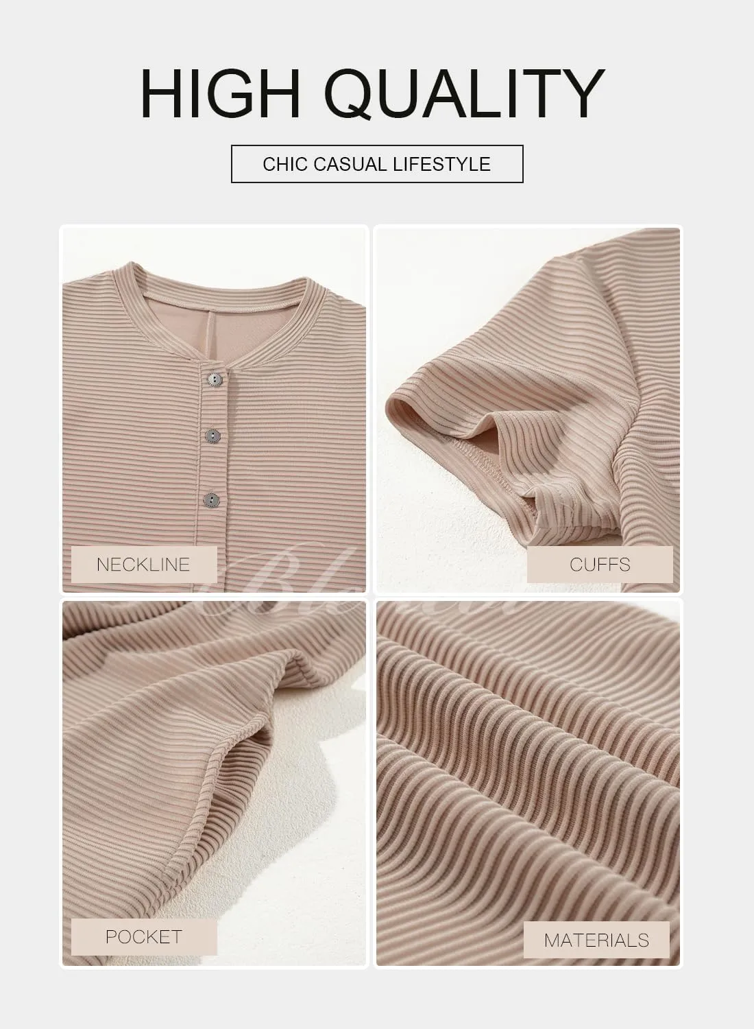 BLENCOT Casual Striped Short Sleeve Jumpsuits Rib Knit Wide Leg Romper Comfy Button Down Rompers