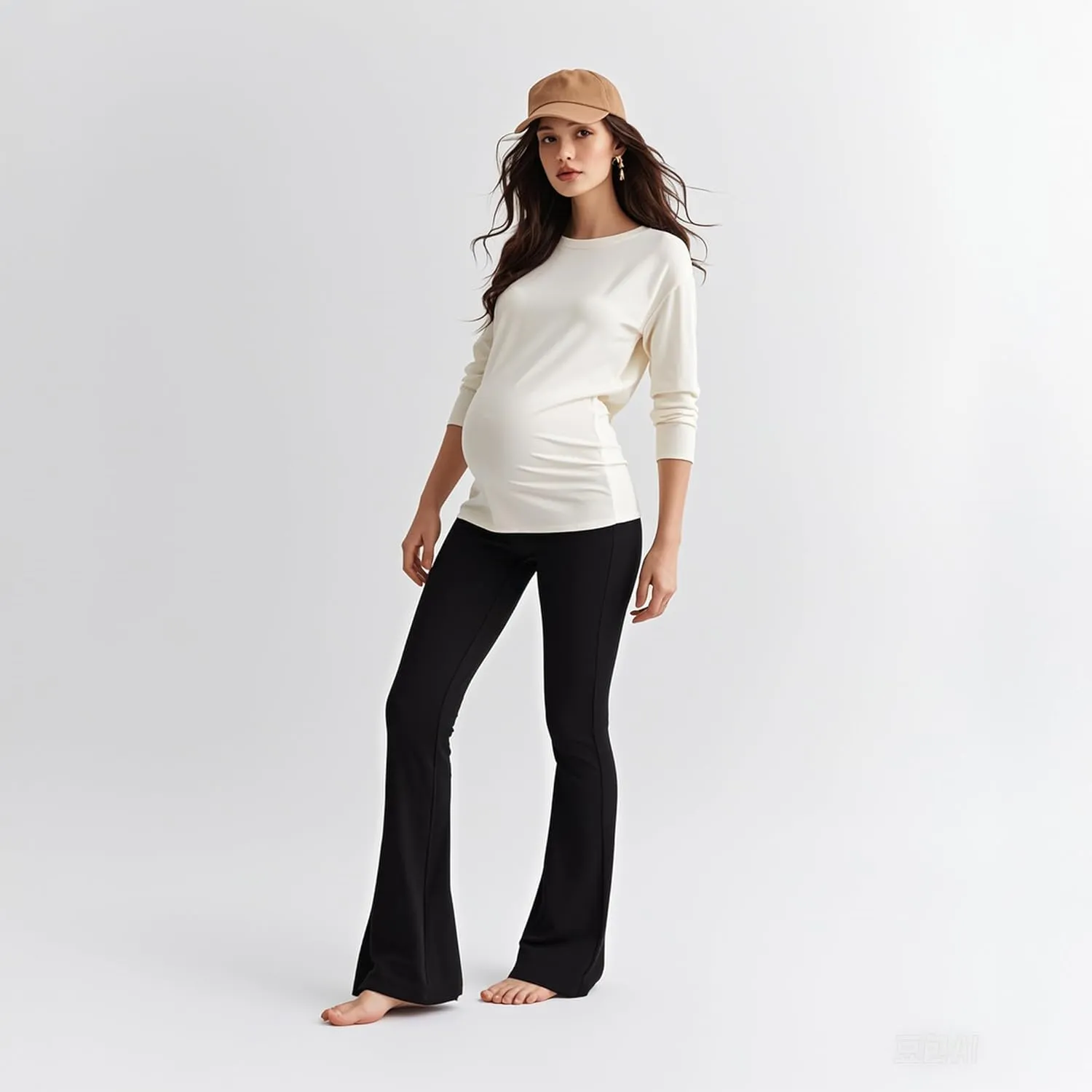 Blisset Women's Maternity Pants with Pockets Over The Belly Pregnancy Bootcut Yoga Pants for Work Casual