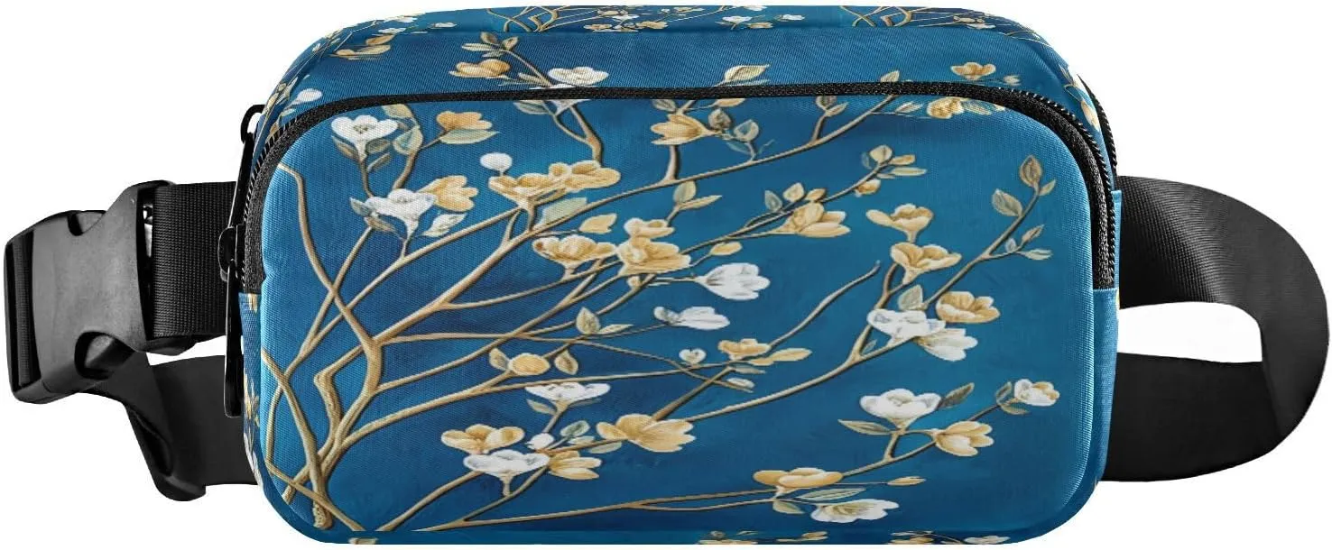 Blooming Plum Branch Fanny Packs for Women Girl Crossbody Bags Everywhere Belt Bag with Adjustable Strap Fashion Waist Pack for Travel Running Shopping