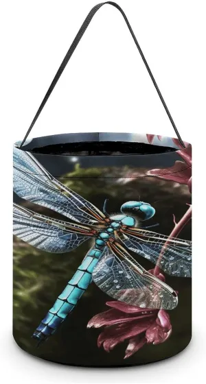 Blue Dragonfly Halloween Tote Candy Bag Candy Basket Candy Bucket Gift Bag for Halloween Party