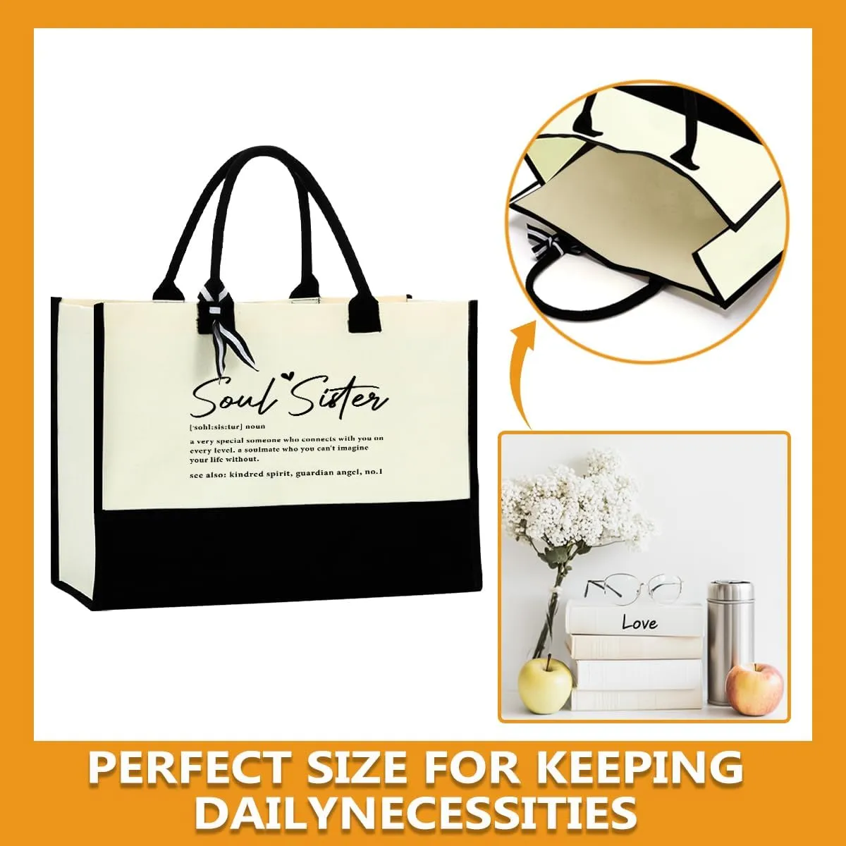 Blue Leaves Soul Sister Gifts Work Besties Gifts for Women Tote Bag Waterproof Large Reusable Grocery Bags Friendship Gifts