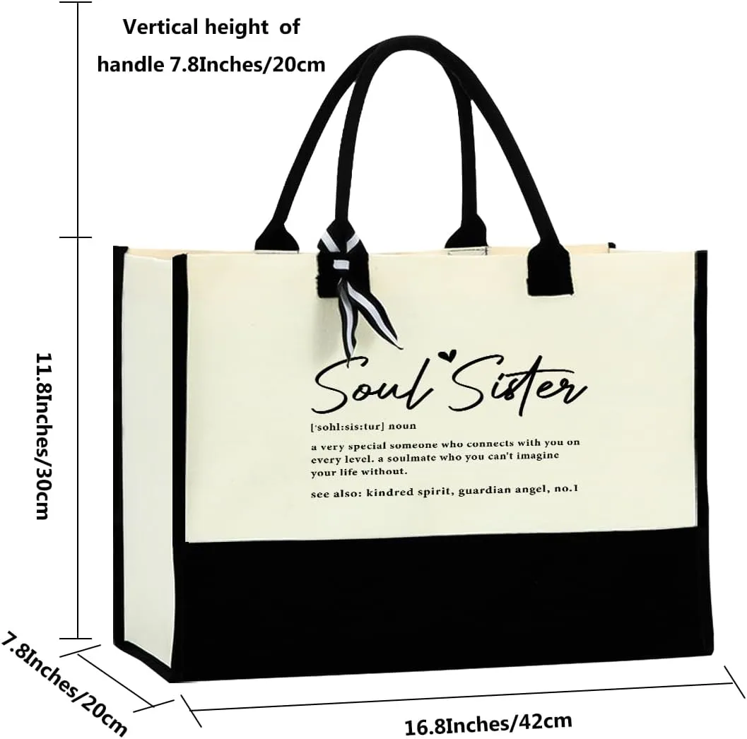 Blue Leaves Soul Sister Gifts Work Besties Gifts for Women Tote Bag Waterproof Large Reusable Grocery Bags Friendship Gifts