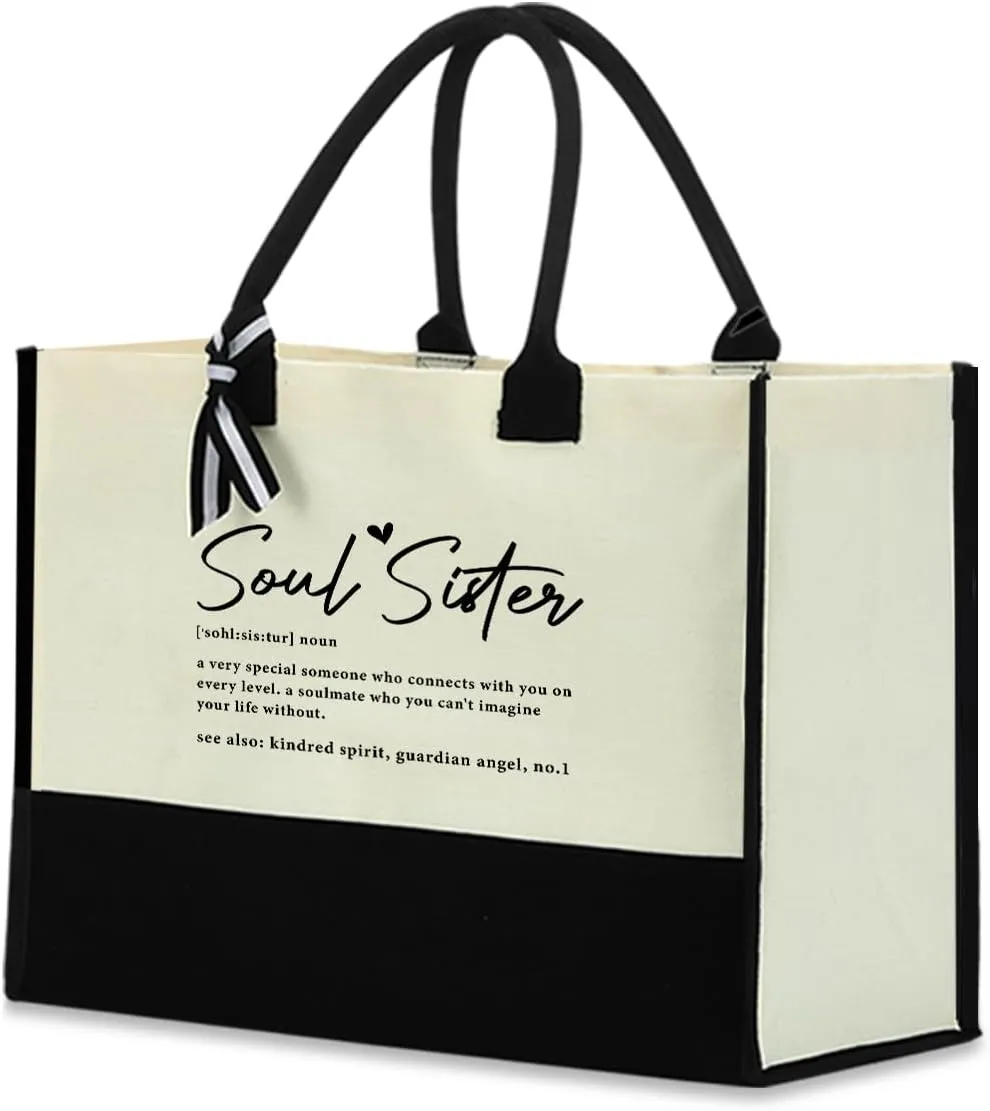Blue Leaves Soul Sister Gifts Work Besties Gifts for Women Tote Bag Waterproof Large Reusable Grocery Bags Friendship Gifts