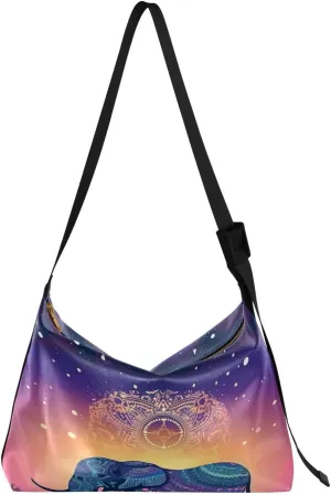 Boho Elephant Tote Bag for Women Large Hobo Bags Crossbody Bag Leather Tote with Adjustable Strap for Travel Men