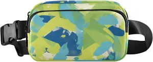 Bolaz Fanny Packs,Fashion Waist Pack Belt Bags for Women Men with Multi-Pockets Adjustable Belts, Abstract Green, Workout/Running/Yoga/Shopping/Hiking