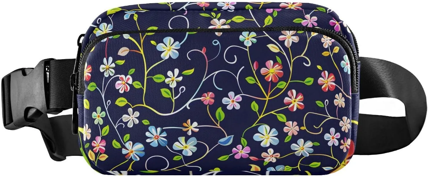 Bolaz Fanny Packs,Fashion Waist Pack Belt Bags for Women Men with Multi-Pockets Adjustable Belts, Beautiful Flower, Workout/Running/Yoga/Shopping/Hiking