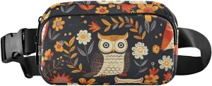 Bolaz Fanny Packs,Fashion Waist Pack Belt Bags for Women Men with Multi-Pockets Adjustable Belts, Owl and Flower, Workout/Running/Yoga/Shopping/Hiking