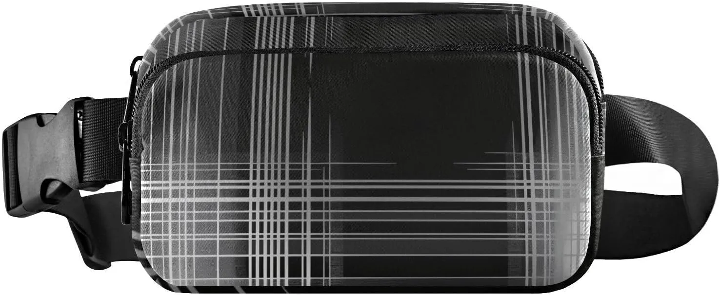 Bolaz Fanny Packs,Fashion Waist Pack Belt Bags for Women Men with Multi-Pockets Adjustable Belts,Black and White, Workout/Running/Yoga/Shopping/Hiking