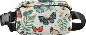 Bolaz Fanny Packs,Fashion Waist Pack Belt Bags for Women Men with Multi-Pockets Adjustable Belts,Butterfly and Leaves, Workout/Running/Yoga/Shopping/Hiking