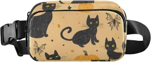 Bolaz Fanny Packs,Fashion Waist Pack Belt Bags for Women Men with Multi-Pockets Adjustable Belts,Cat and Pumpkin, Workout/Running/Yoga/Shopping/Hiking