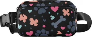 Bolaz Fanny Packs,Fashion Waist Pack Belt Bags for Women Men with Multi-Pockets Adjustable Belts,Pet Paw Bone, Workout/Running/Yoga/Shopping/Hiking