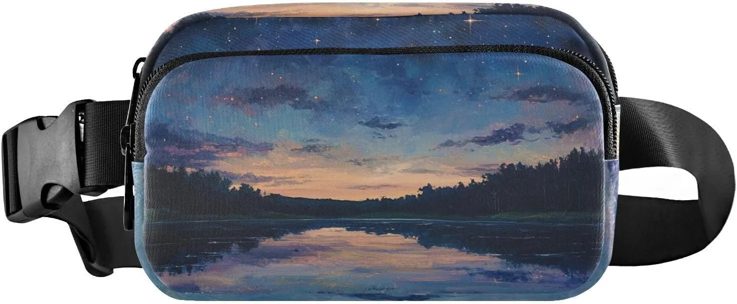 Bolaz Fanny Packs,Fashion Waist Pack Belt Bags for Women Men with Multi-Pockets Adjustable Belts,Starry_sky Print, Workout/Running/Yoga/Shopping/Hiking