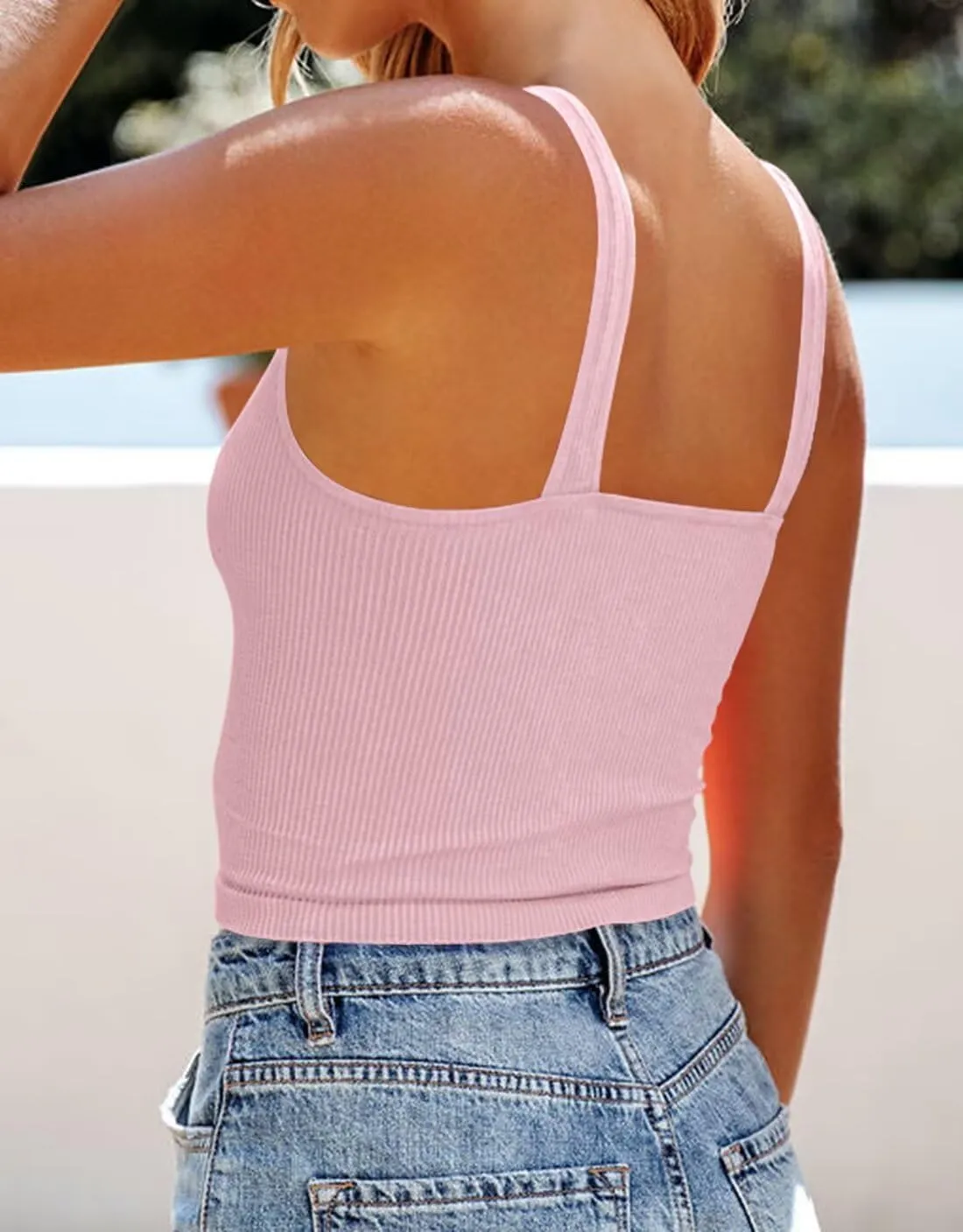 BONITEE Womens Ribbed Tank Top Casual Basic 2025 Trendy Summer Sleeveless V Neck Knitted Y2k Crop Tops