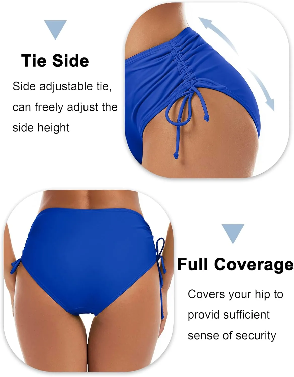 Bonneuitbebe Women's Bikini Bottoms Full Coverage Swim Bottoms Mid Waisted Swimsuit Bathing Suit Bottom