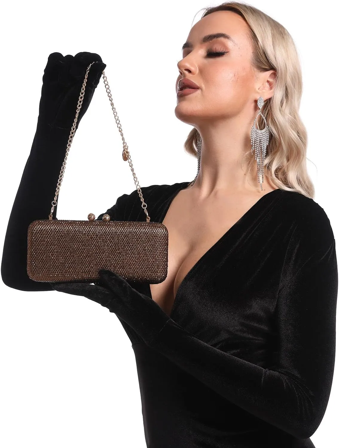 Boutique De FGG Evening Bags and Clutches Women Formal Crystal Clutch Handbags Wedding Rhinestone Clutch Purse,Mini