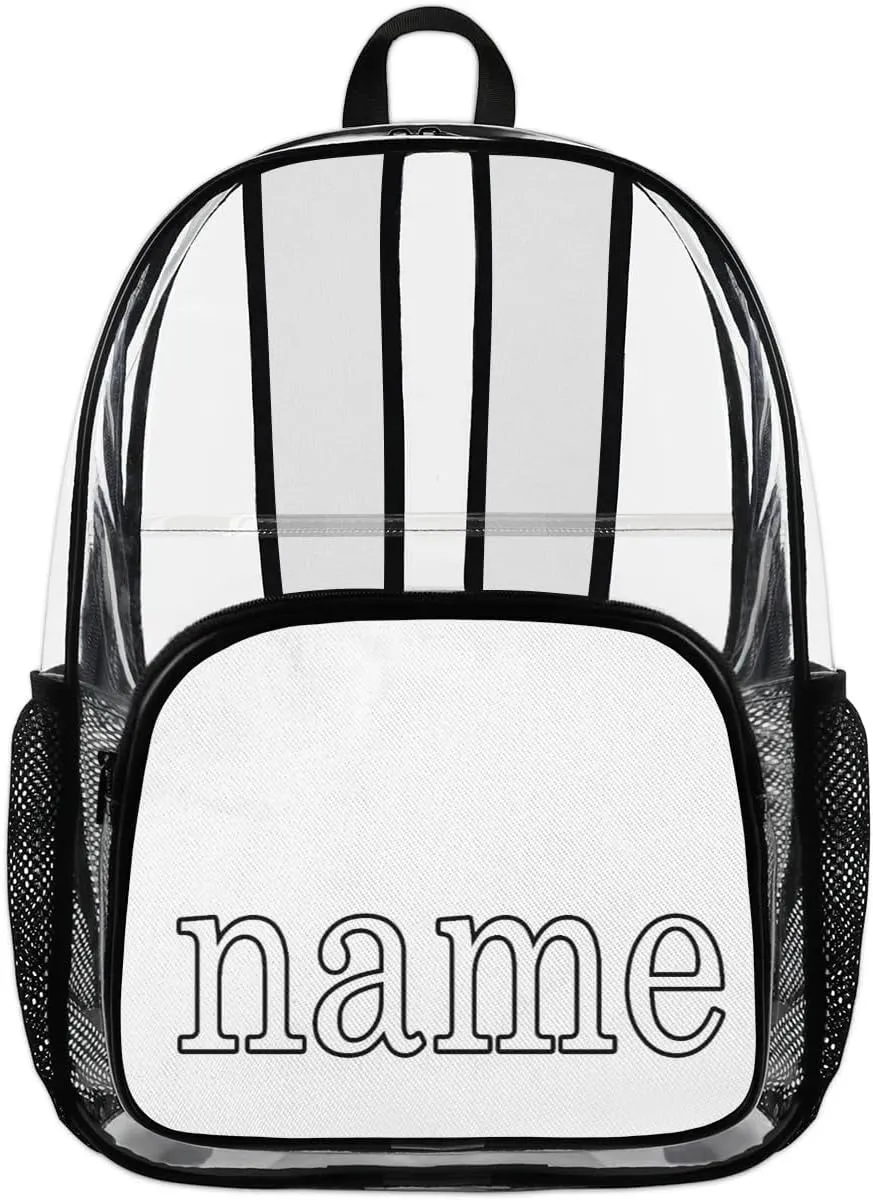 Bowling Ball Theme Personalized Clear Backpack Custom Waterproof PVC Transparent Backpack with Name Heavy Duty Transparent Bag for Work Travel Concerts
