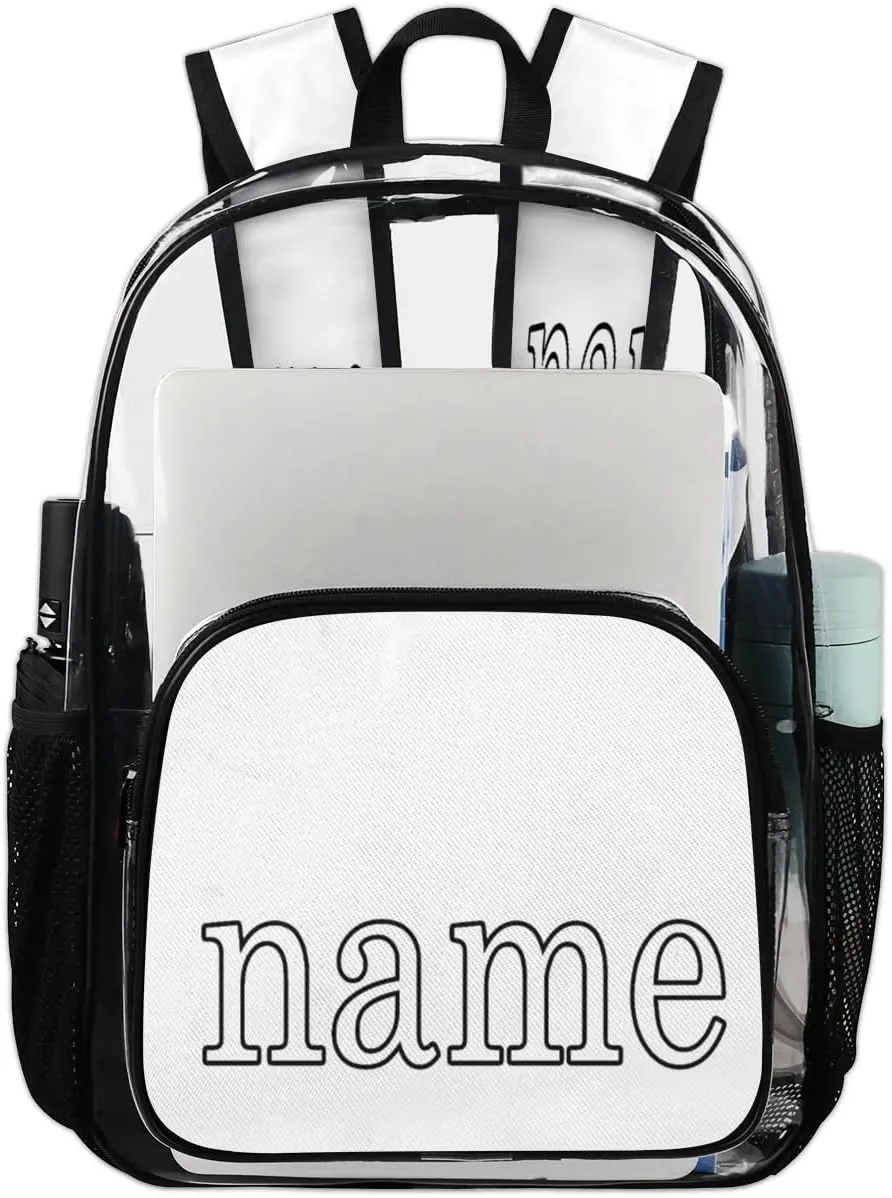 Bowling Ball Theme Personalized Clear Backpack Custom Waterproof PVC Transparent Backpack with Name Heavy Duty Transparent Bag for Work Travel Concerts