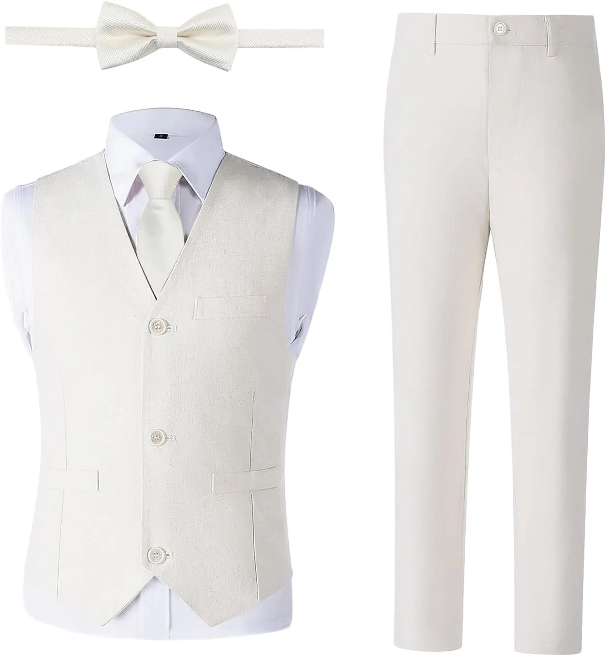 Boys Linen Suit, Toddler Wedding Tuxedos, Teens Boy Suits Set for Kids Beach Summer Outfits