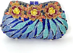 Bridal Party Purse Evening Party Handbag Wedding Crystal Clutches Rose Flower Crystal Purses