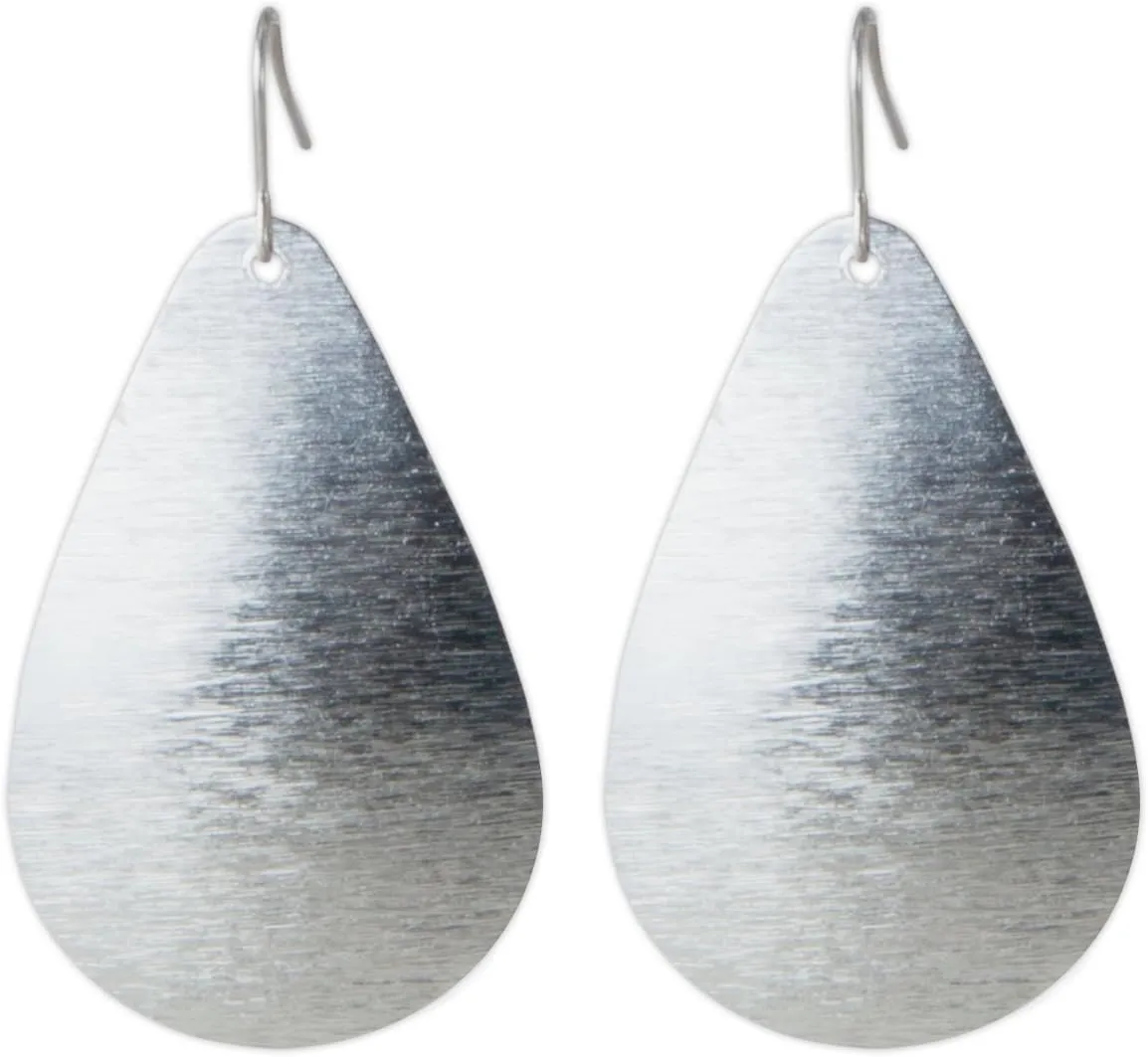 Brushed Gold or Silver Light Weight Teardrop Earring | SPUNKYsoul Collection