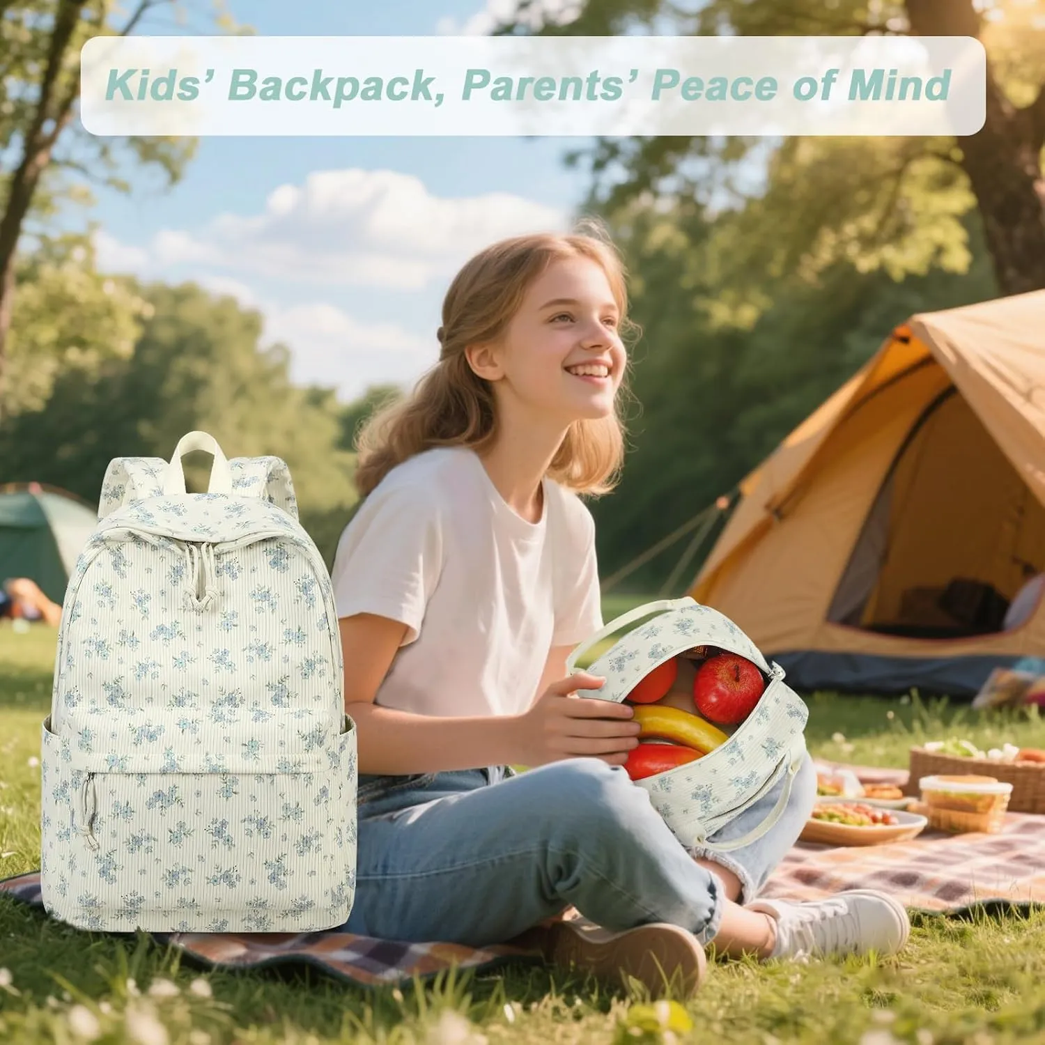 BTOOP School Backpacks for Teen Girls Bookbags Lightweight Canvas Backpack Schoolbag Set