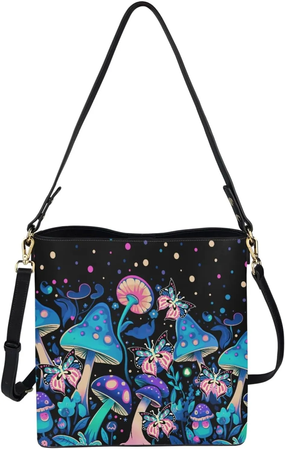 Bucket Bags and Purses For Women Music Ballet Girl Design Hobo and Shoulder Handbags with 2 Detachable Straps