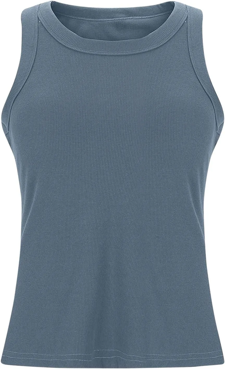 Built in Bra Tank Tops for Woman Summer Breathable Padded Camisole Tops Summer Sleeveless Yoga Basic Tank Tops