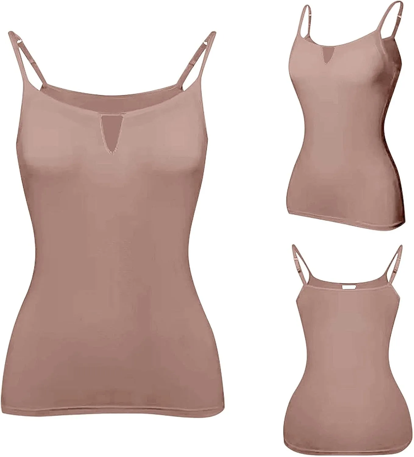 Built in Bra Tank Tops for Women Adjustable Spaghetti Strap Yoga Basic Shirts Padded Camisole Lounge Undershirts
