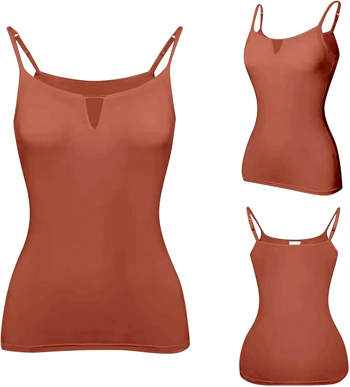 Built in Bra Tank Tops for Women Adjustable Spaghetti Strap Yoga Basic Shirts Padded Camisole Lounge Undershirts